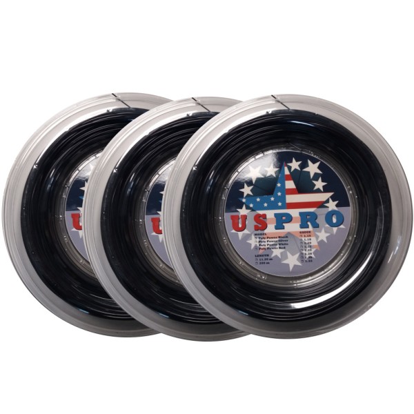 US PRO Poly Twist Spin Black 200 m 1,25 mm 3 koluta žice za tenis